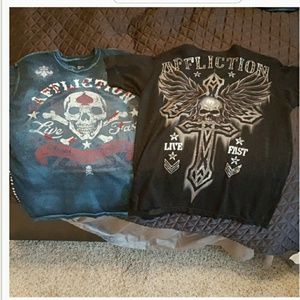 2 Men's Affliction shirts Size M (fit like a Lg)